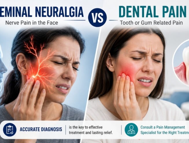Trigeminal neuralgia vs dental pain showing the differences between nerve-related facial pain and tooth-related pain
