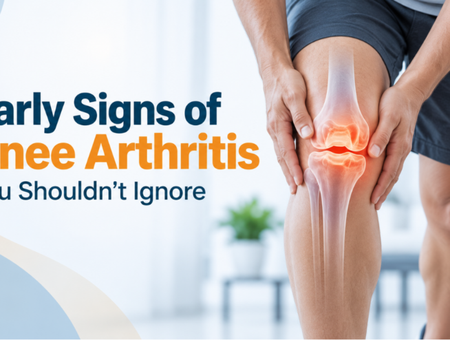 Early signs of knee arthritis showing knee pain, stiffness, swelling and reduced movement