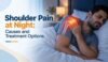 Shoulder pain at night showing nighttime discomfort, shoulder inflammation, and difficulty sleeping