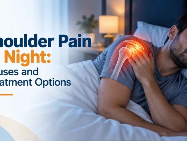 Shoulder pain at night showing nighttime discomfort, shoulder inflammation, and difficulty sleeping