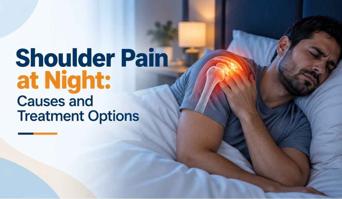 Shoulder pain at night showing nighttime discomfort, shoulder inflammation, and difficulty sleeping