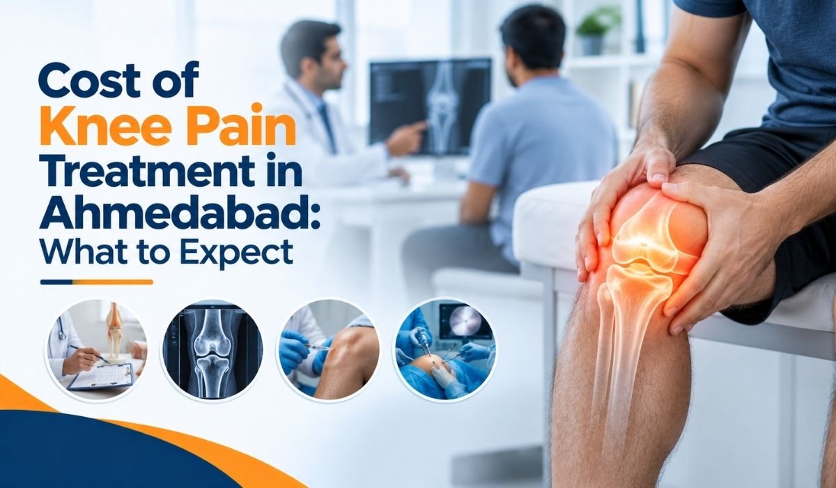 Knee pain treatment in Ahmedabad showing consultation, diagnostic imaging, injections, and treatment options- Nexus Advanced Pain Management In ahmedabad