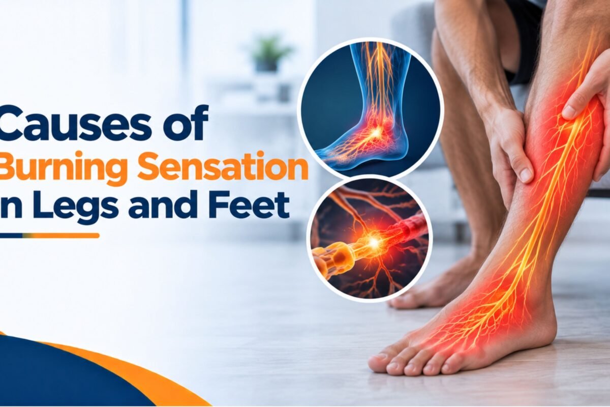 Causes of burning sensation in legs and feet showing nerve irritation and burning pain in the lower legs and feet