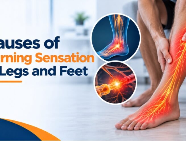 Causes of burning sensation in legs and feet showing nerve irritation and burning pain in the lower legs and feet